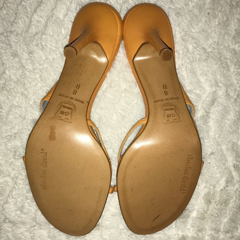 Charles David Leather Slide Sandals Orange 8B - Picture 6 of 6